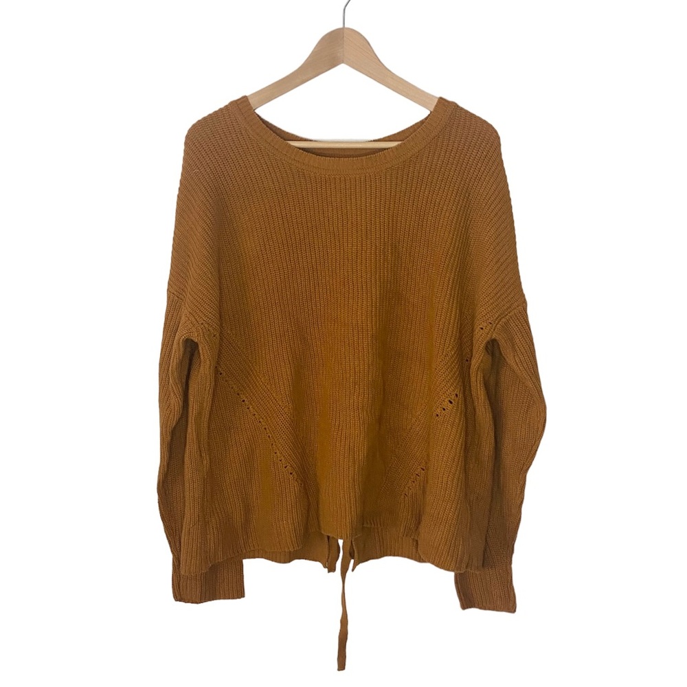 Lucky Brand Burnt Orange Lace Up Back Sweater